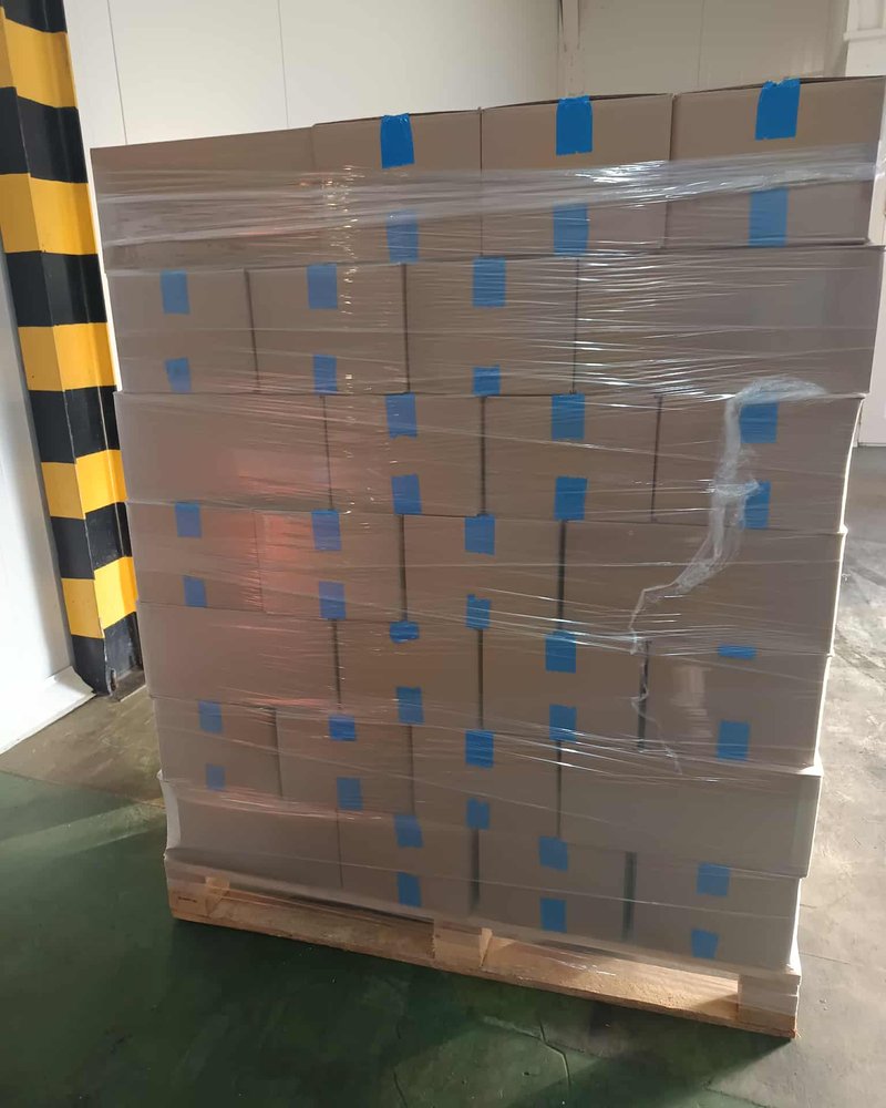 Pallet wrapped and labelled, ready for dispatch
